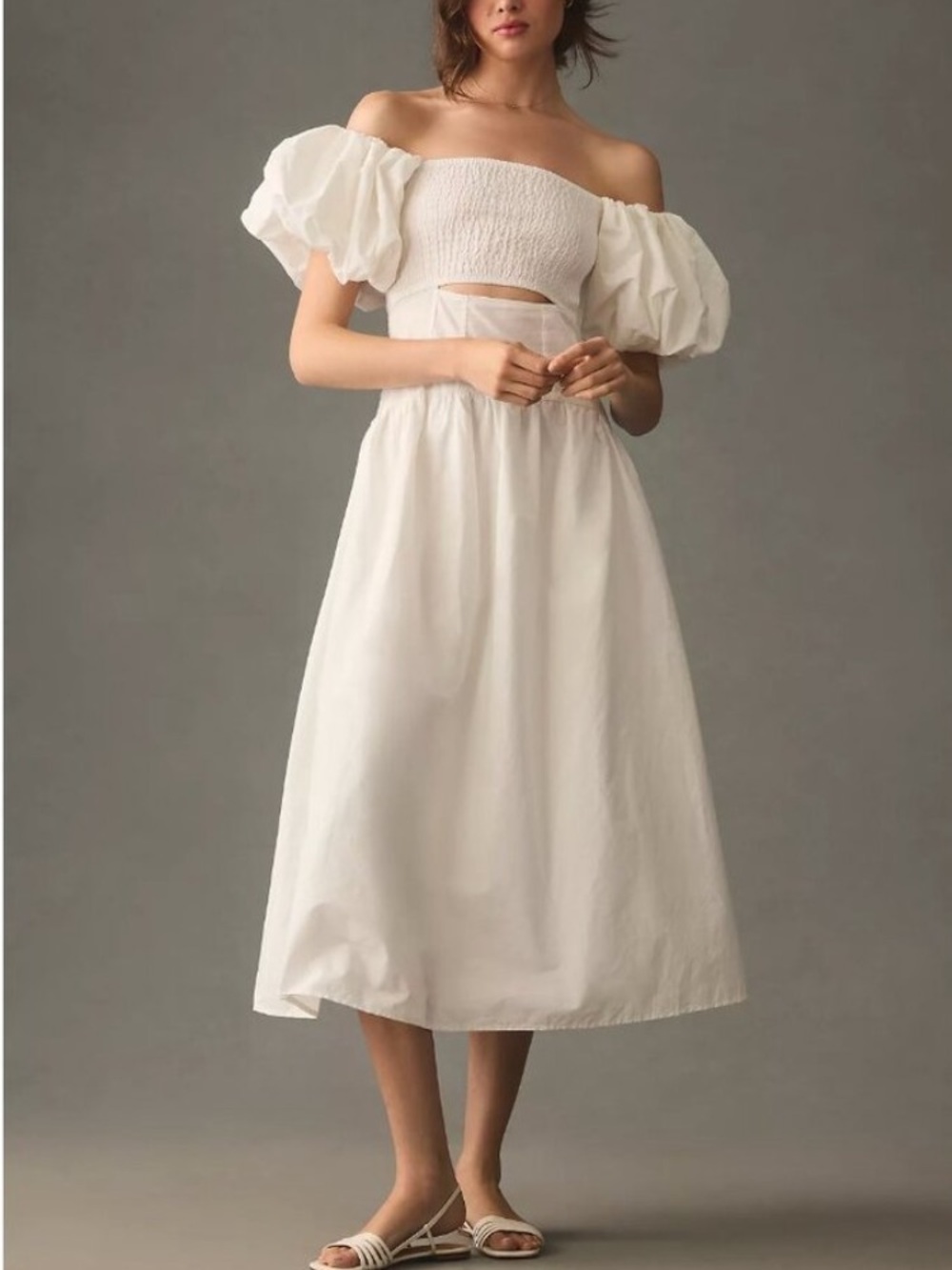 Moon River Anthropologie white off the shoulder cutout dress